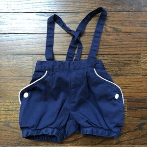 Janie and Jack Layette Boys 0-3 Months Navy Blue Corduroy Overall Formal Shorts